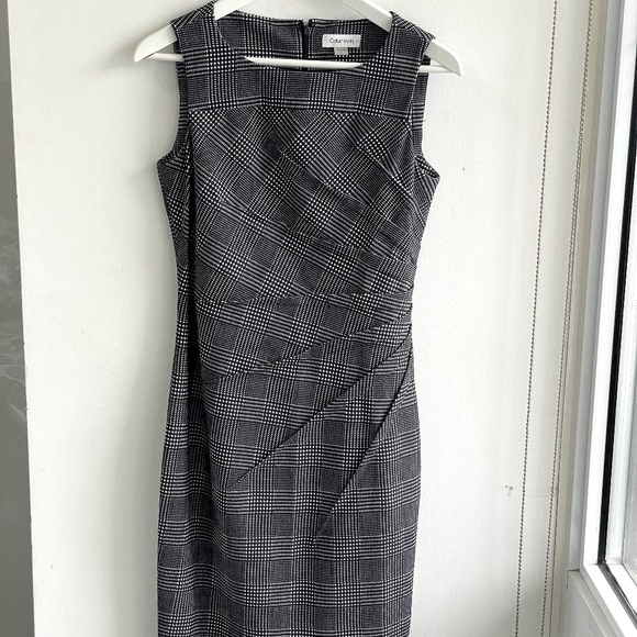 Plaid pattern sleeveless Calvin Klein mid-length dress - Picture 2 of 5